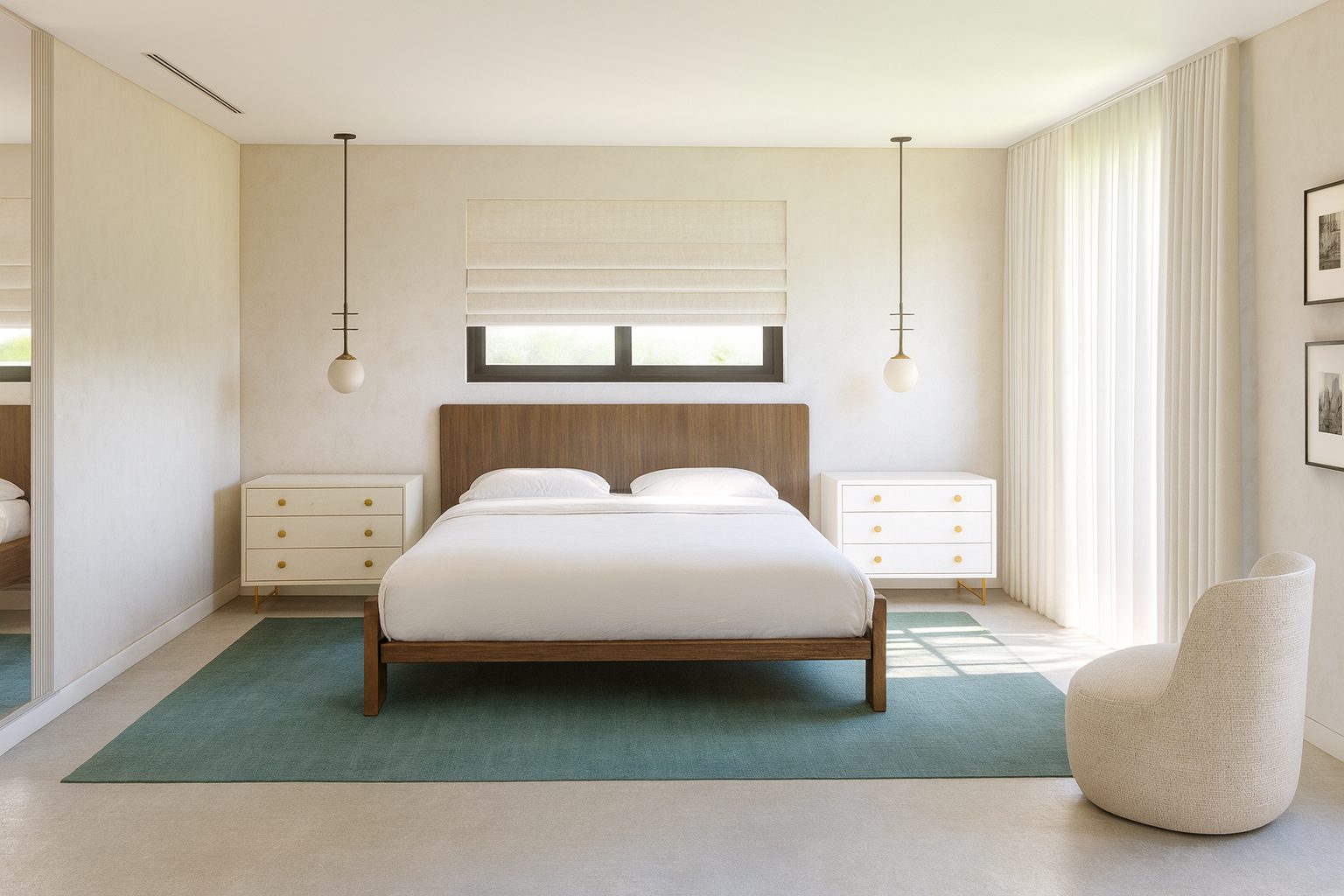 Modern Tranquility, Miami: serene minimalist bedroom
