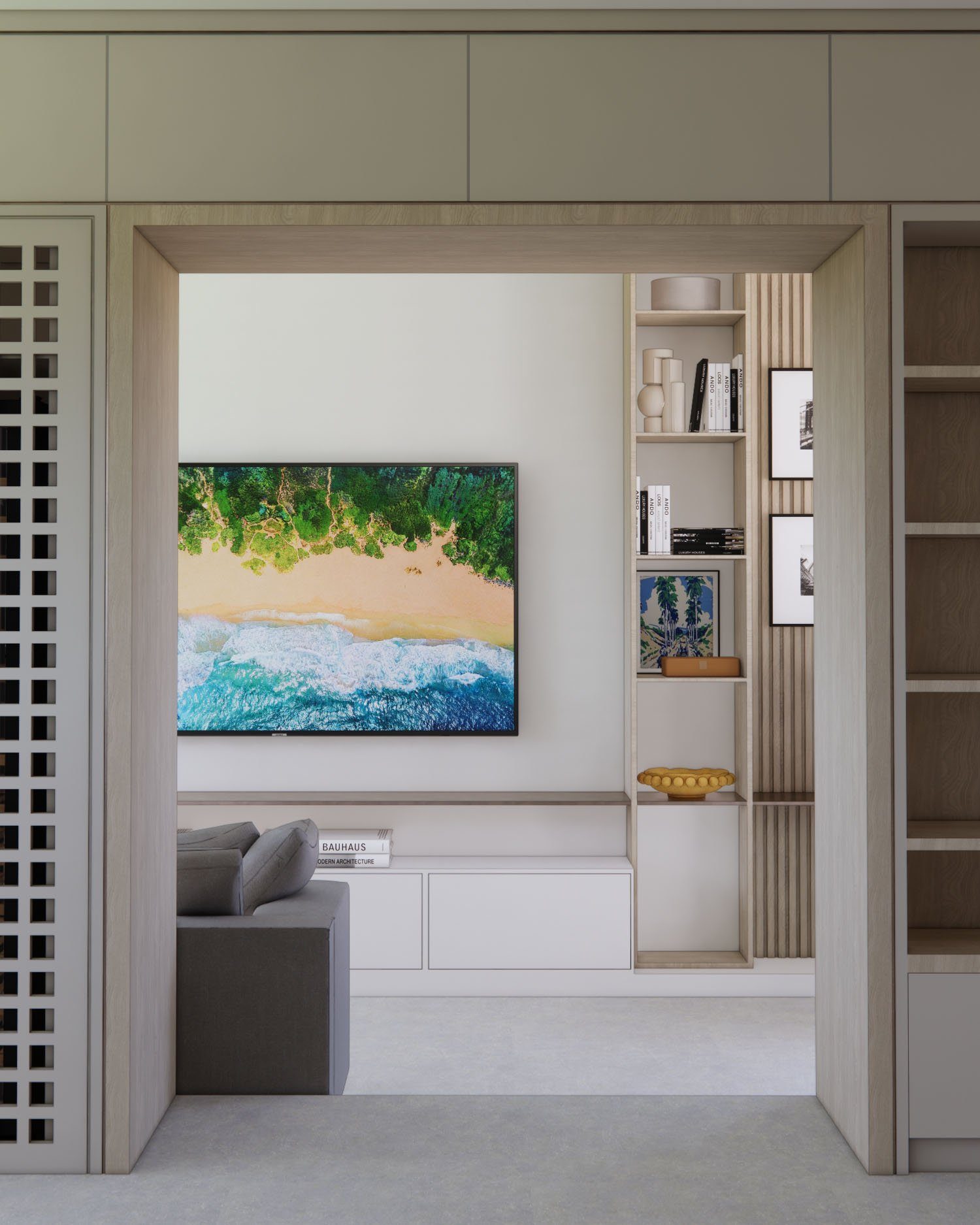 Modern Tranquility, Miami: sculptural doorway and entry detail