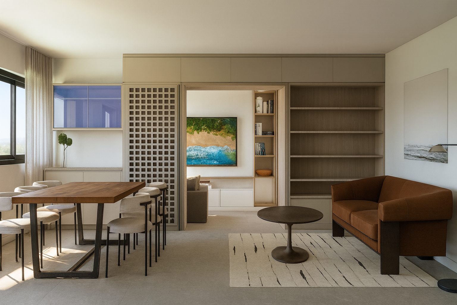 Modern Tranquility, Miami: open living and dining space