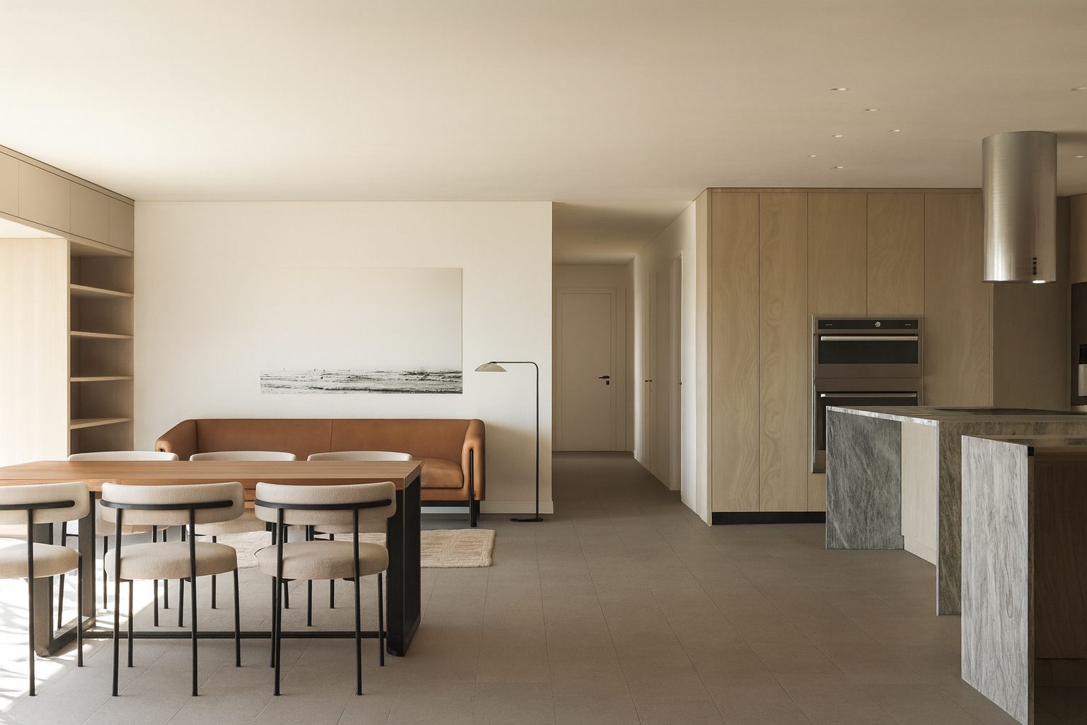Sleek modern kitchen with minimalist cabinetry in a Miami residence